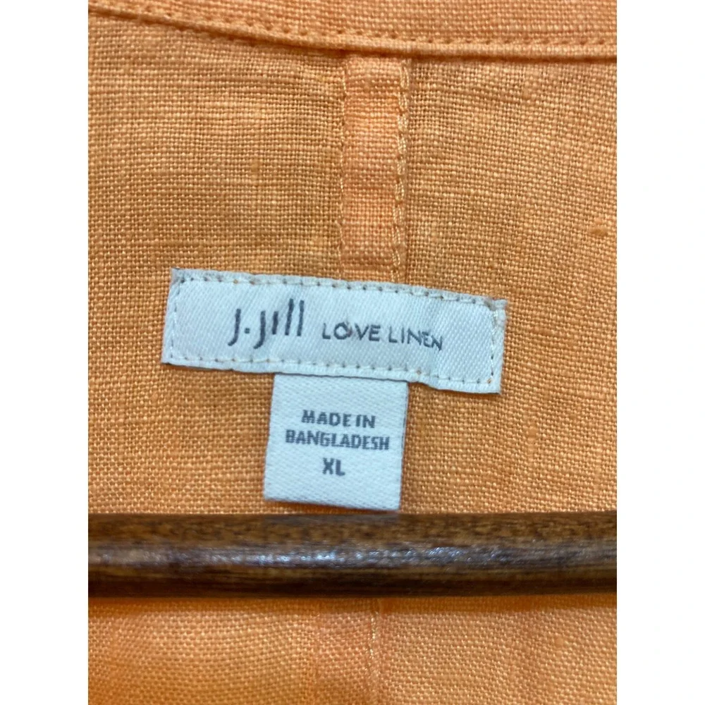 J. Jill Love Linen Blazer Wide Leg Crop Pants 2 Piece Suit Set XL Orange Coastal